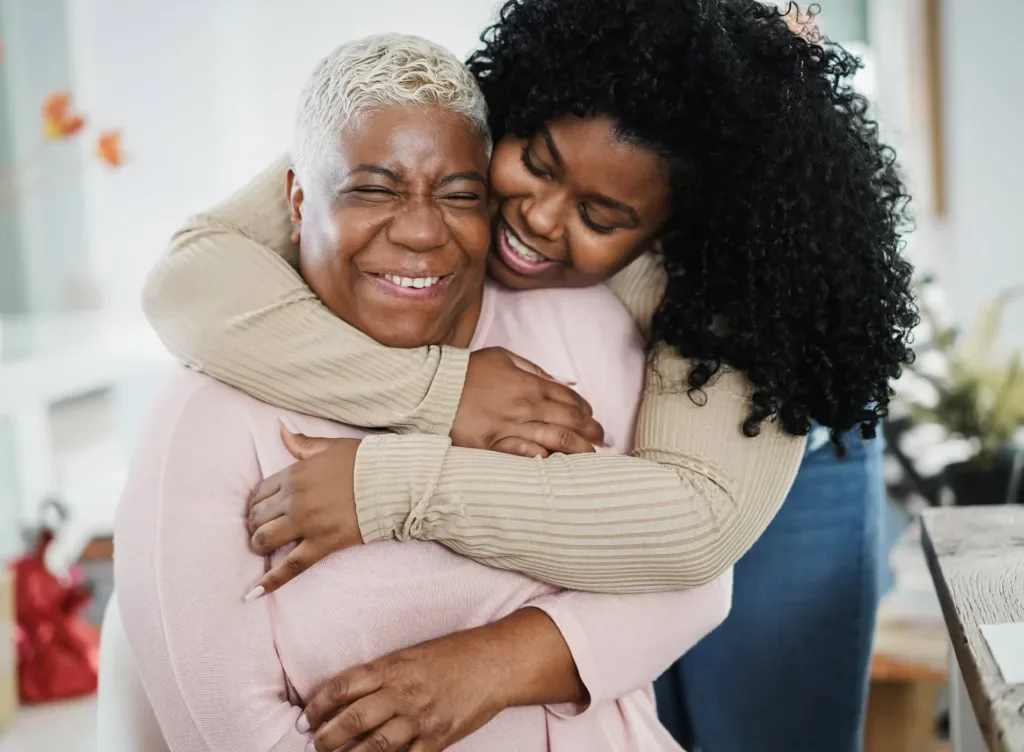 mother/daughter embrace